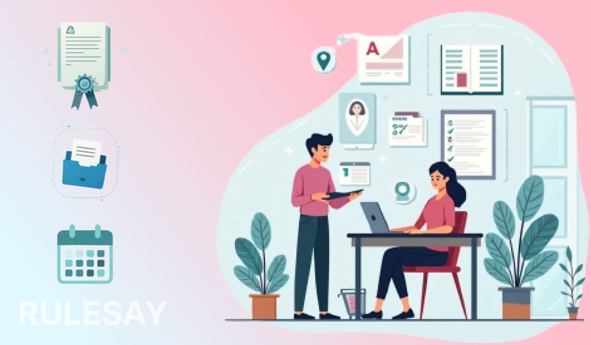 Консультант помогает студентке за ноутбуком оформить документы для поступления в вуз